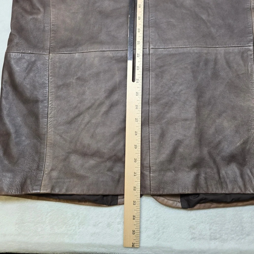 Hugo Boss Leather Blazer Jacket Mens XL 46R Brown Lamb Leather Soft! Distressed - Picture 14 of 16